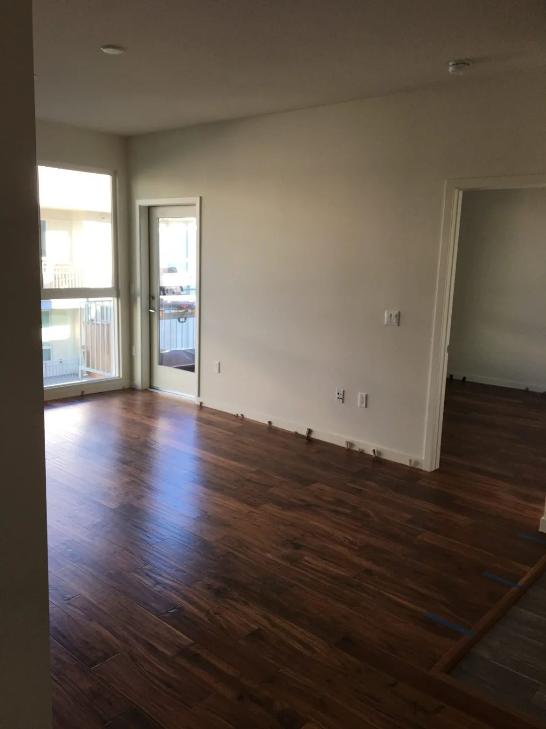 Dark hardwood flooring in a living room