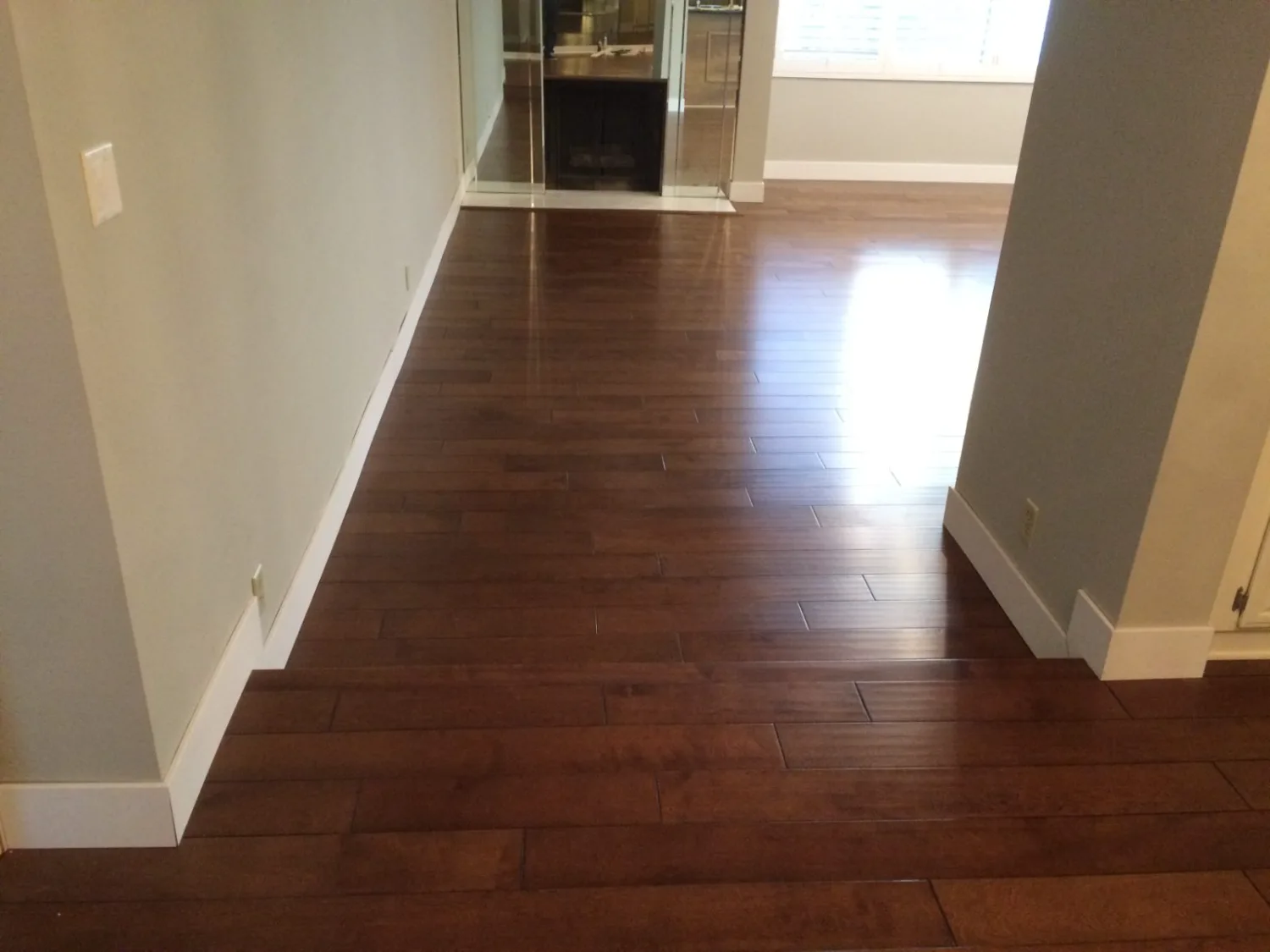 Dark hardwood flooring in a Los Angeles home
