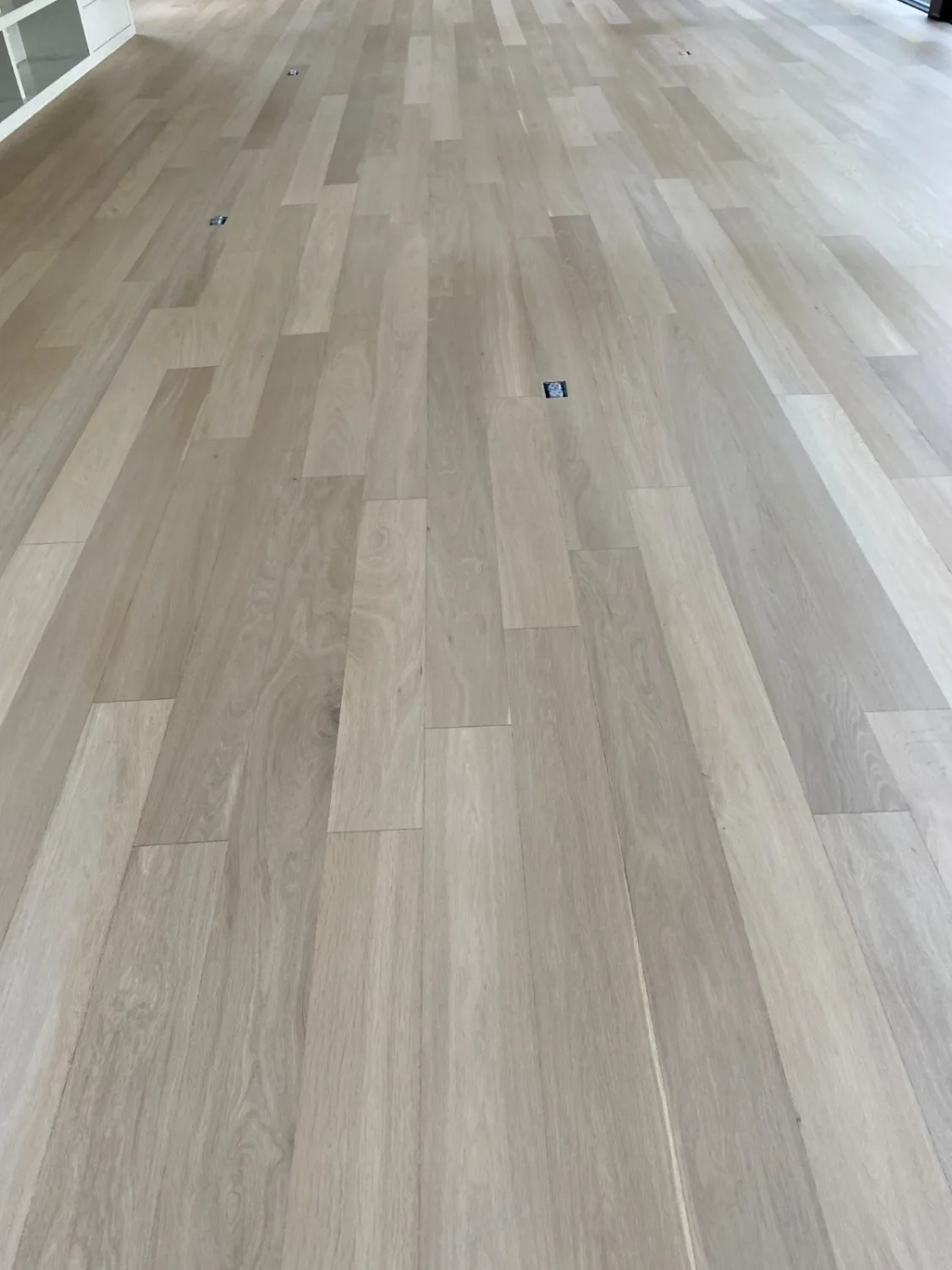 Light oak hardwood flooring in an empty room