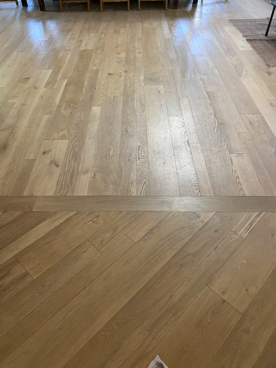 Light oak hardwood flooring in a living room