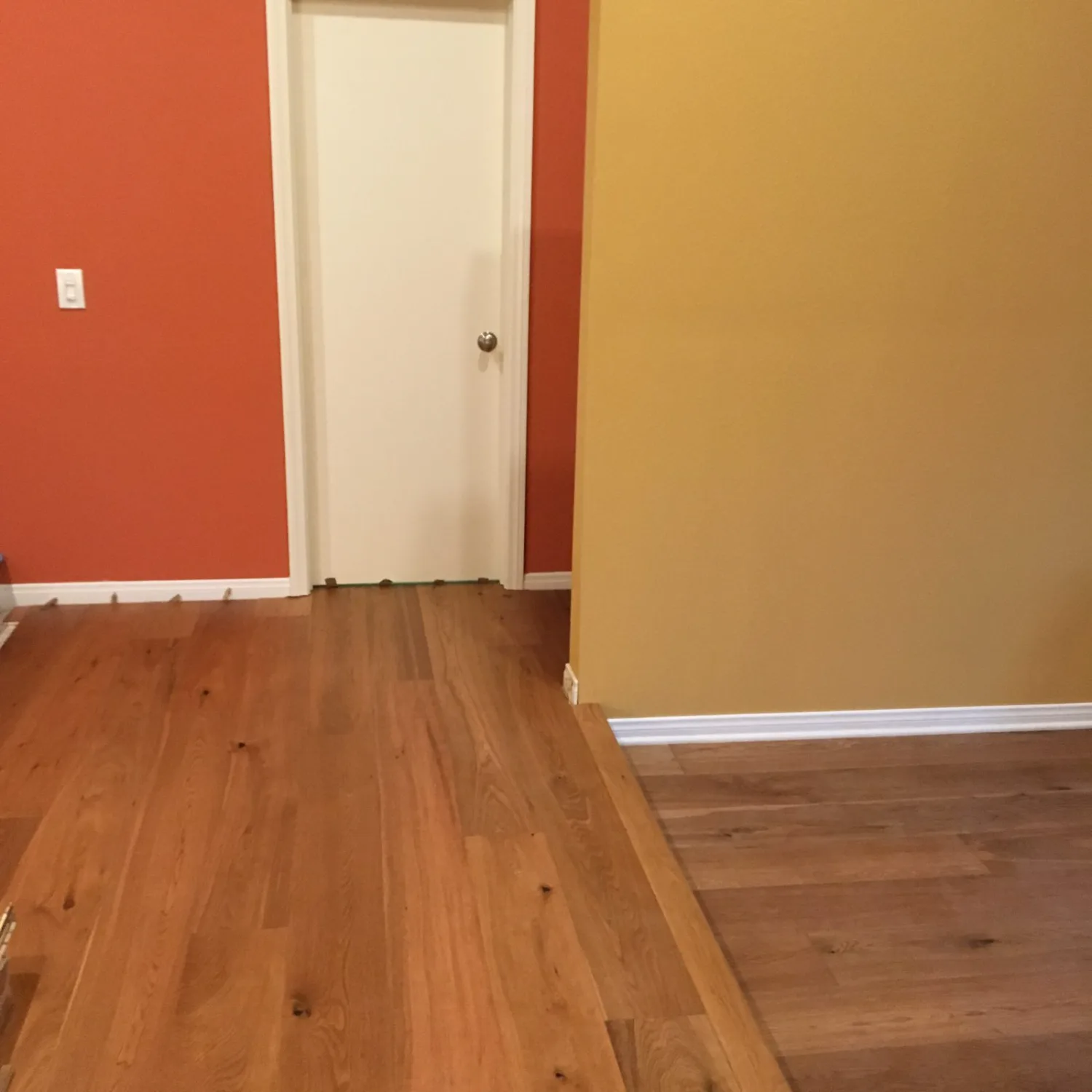 Red oak hardwood flooring in an entry hallway