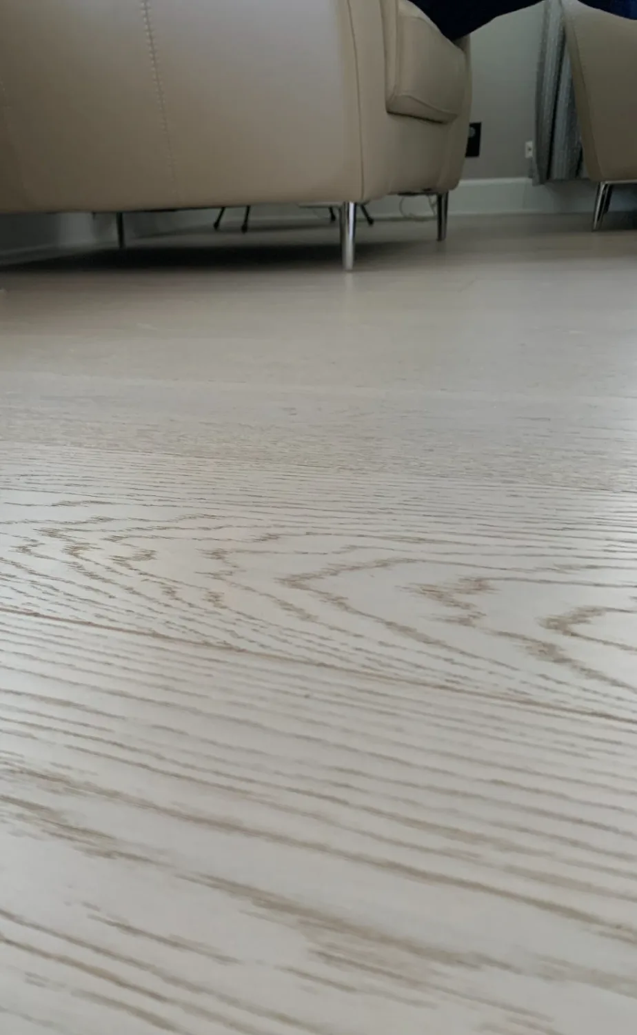 Close-up of whitewashed oak hardwood flooring