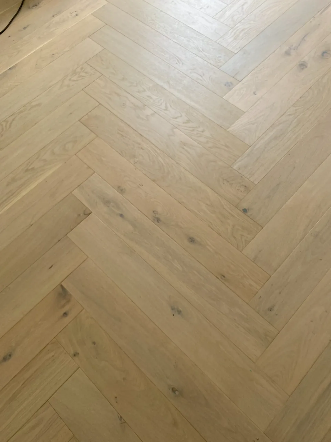 White oak herringbone hardwood flooring