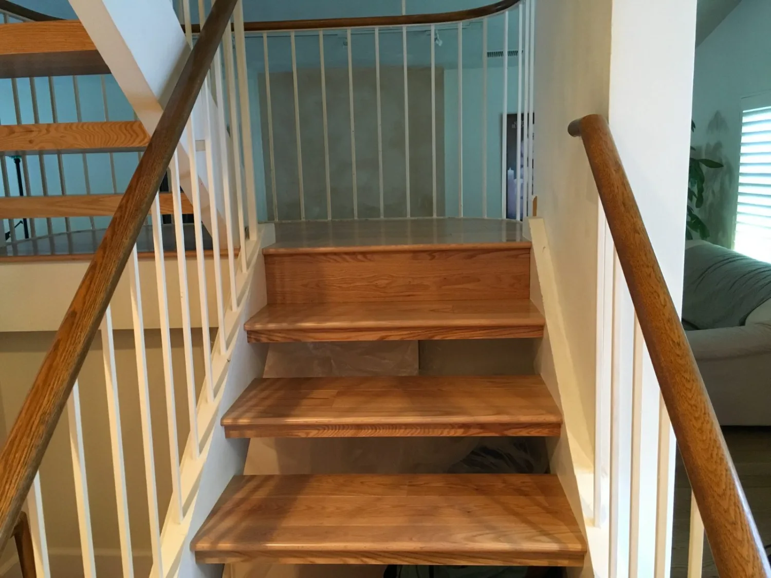 Natural oak hardwood stair treads and risers